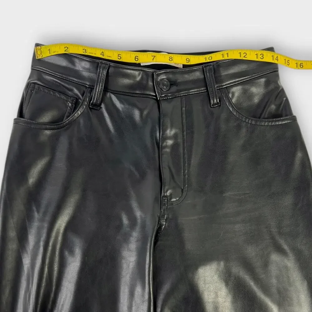 Abercrombie & Fitch Curve Love Vegan Leather 90s Relaxed Pant Black Size 27/4 - Picture 7 of 8